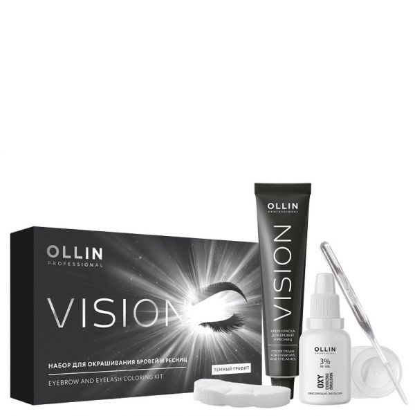 VISION SET for coloring eyebrows and eyelashes (Dark graphite) OLLIN 20 ml